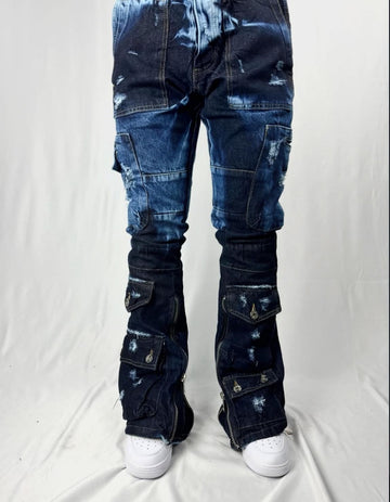 Jeans flared multi pocket CIANOTIC