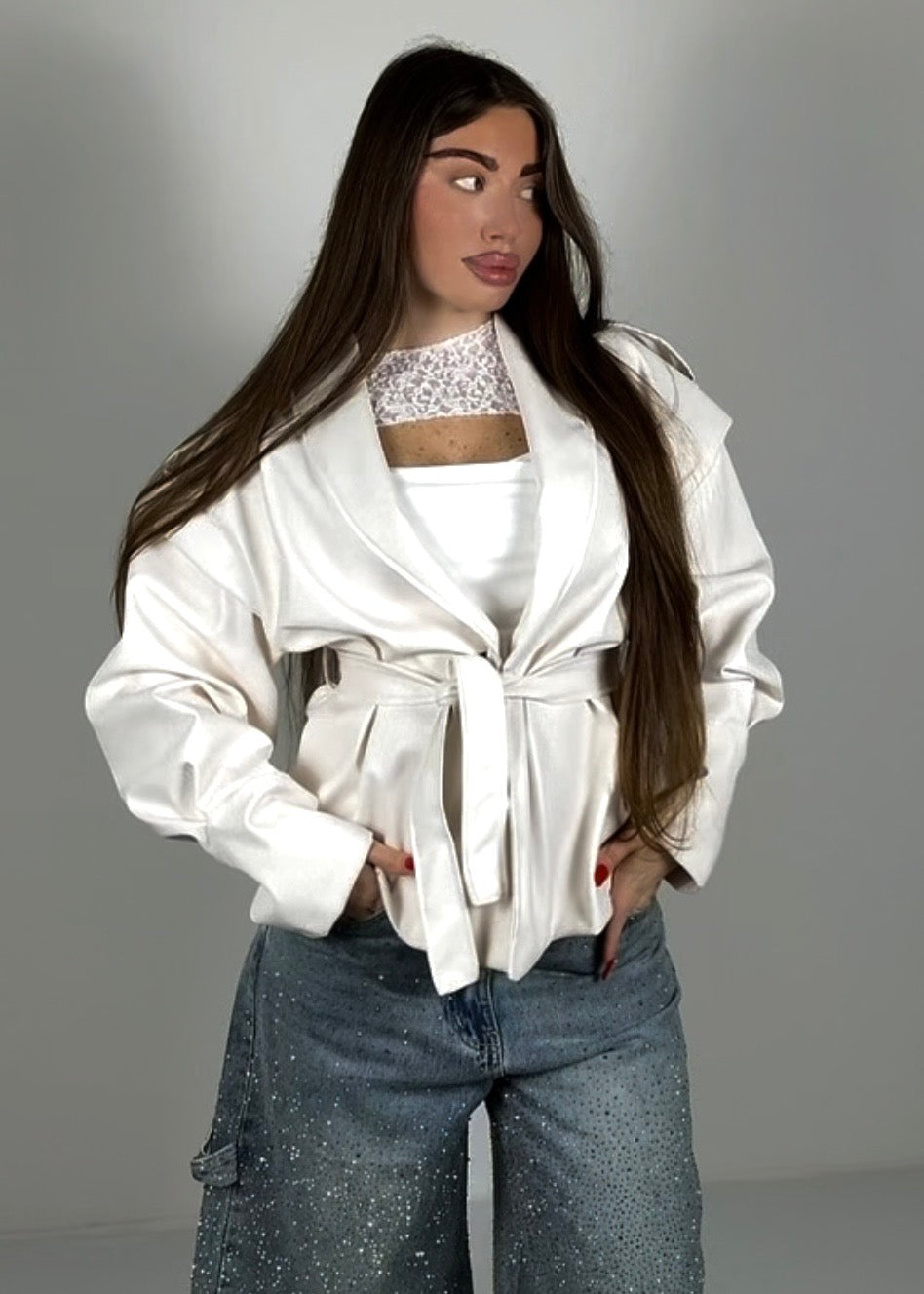 Trench pelle bianco