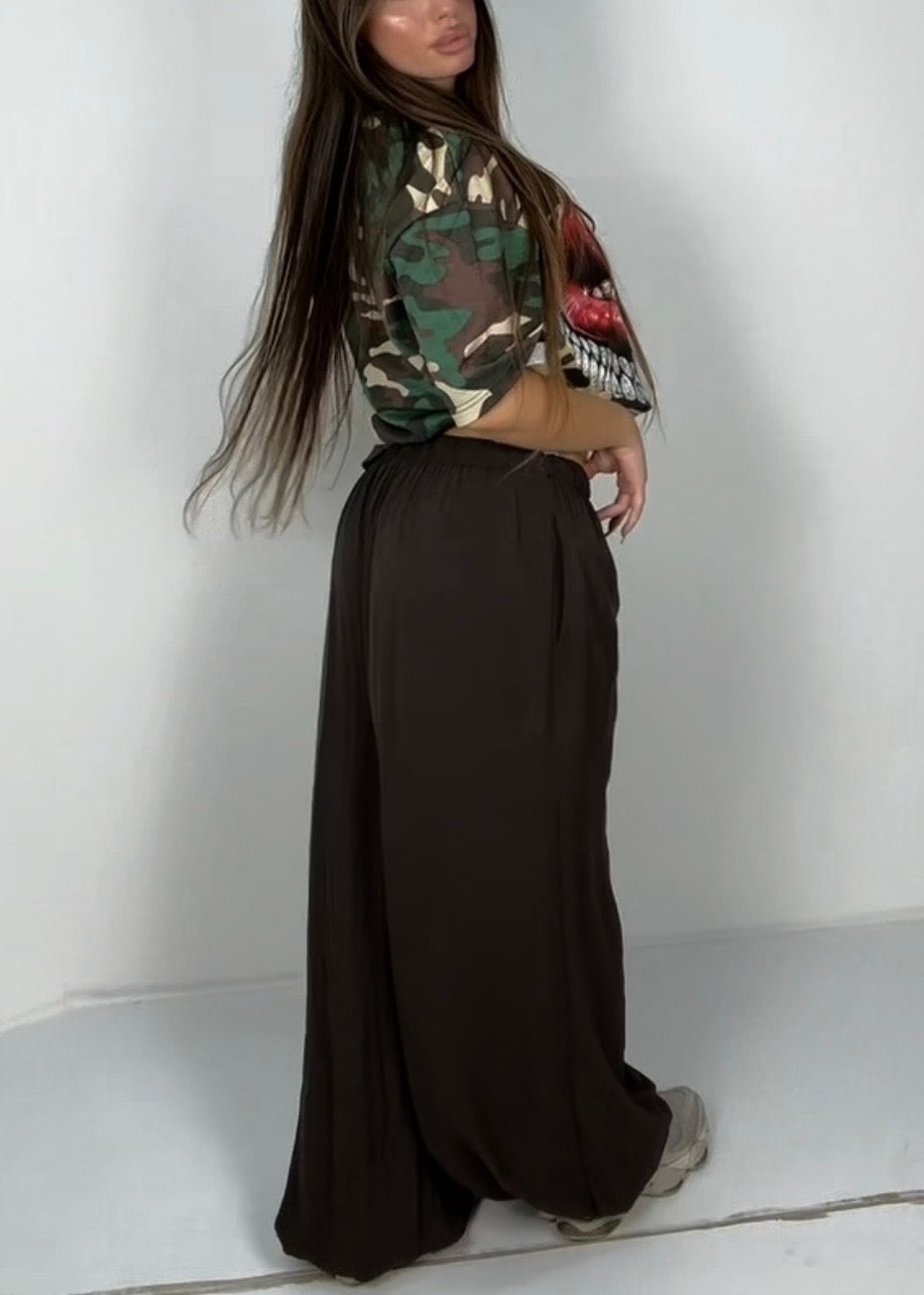 Pantaloni viscosa marrone