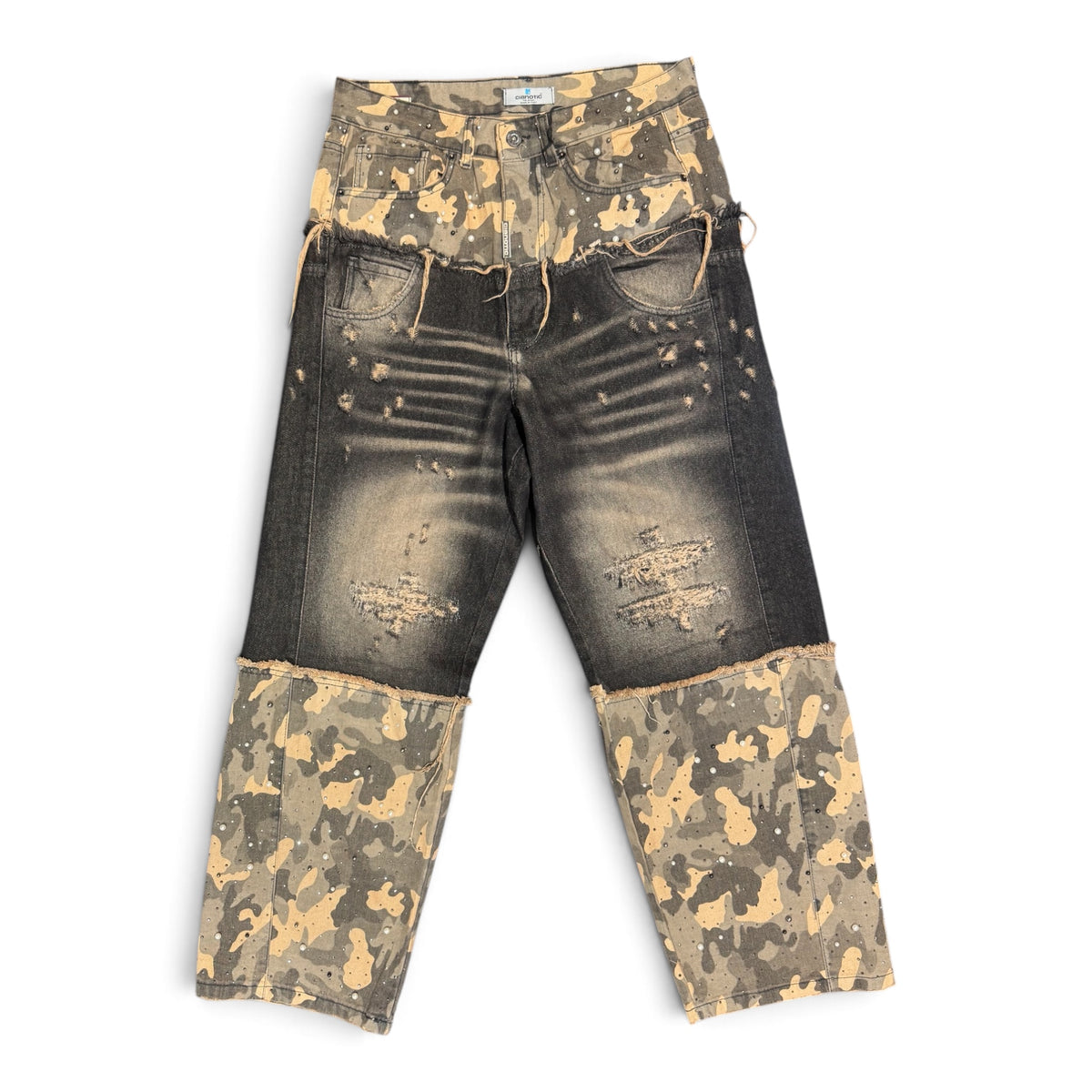 Jeans CIANOTIC mimetico perle e strass uomo