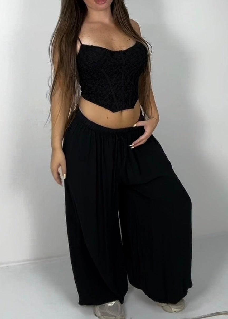 Pantaloni viscosa nero