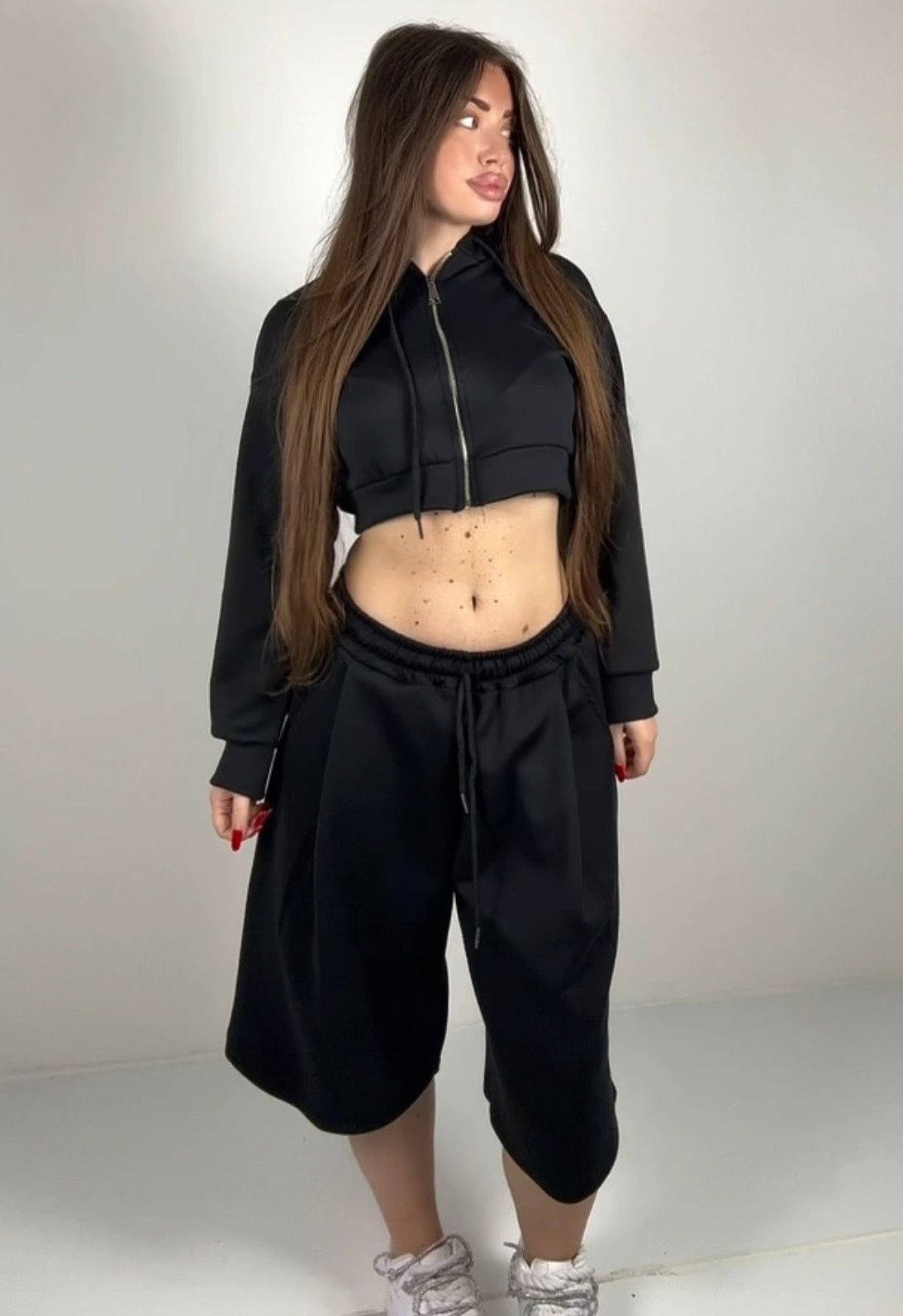 Cordset felpa crop+bermuda