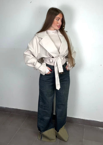 Wide leg piegone sabbiato