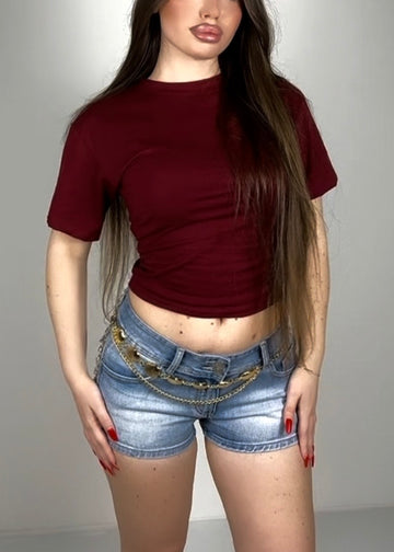 Mini shorts con cintura conchiglia