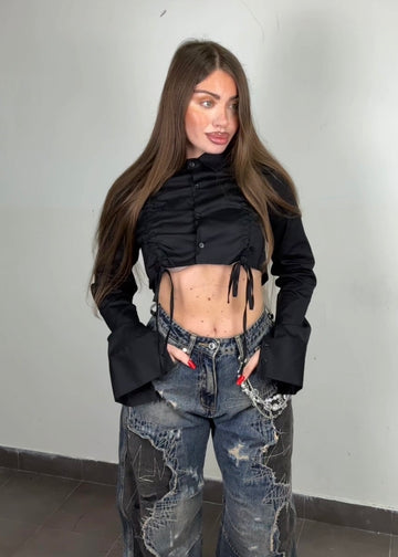 Camicia cropped arricciature