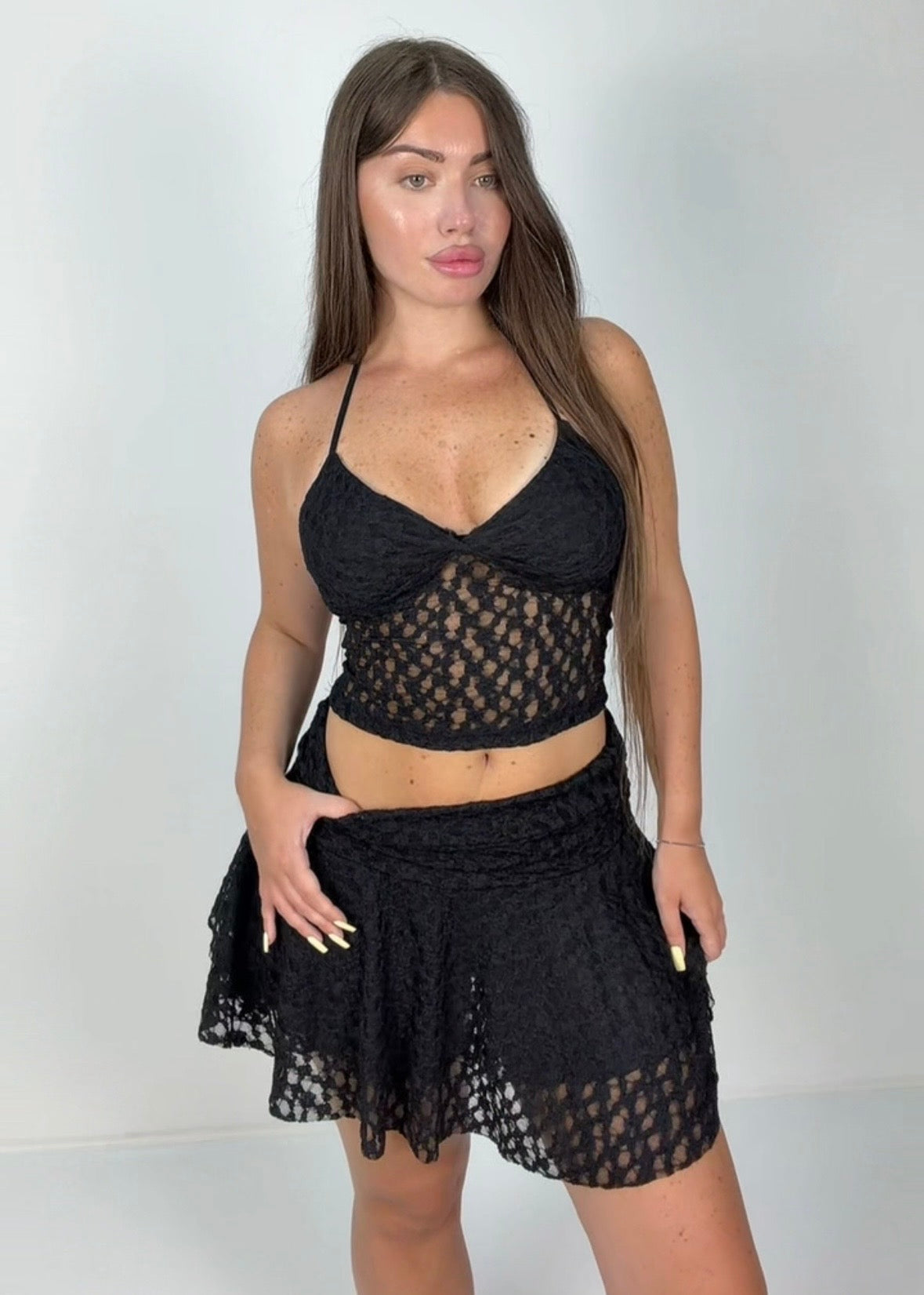 Top + pantagonna macramè