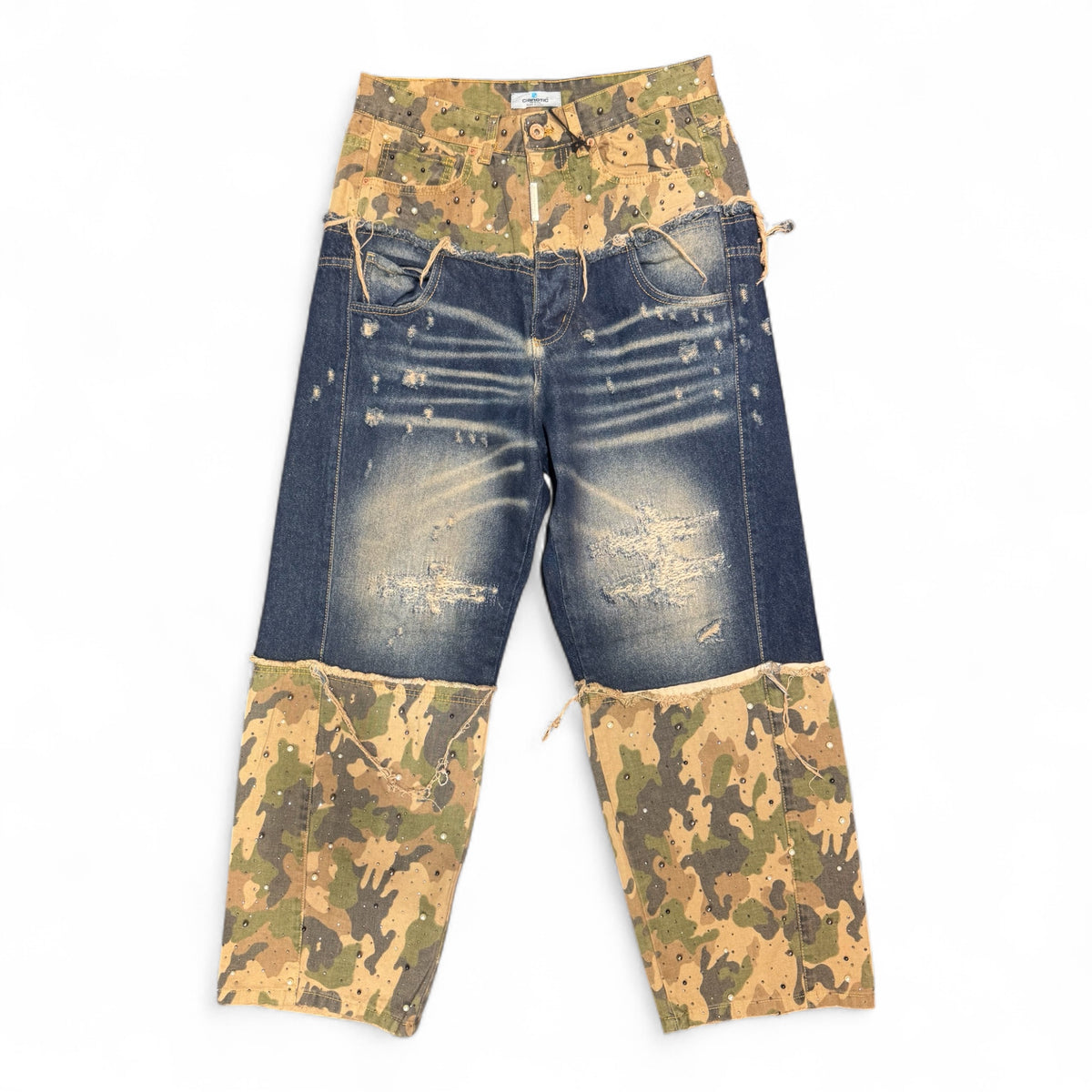 Jeans CIANOTIC mimetico perle e strass uomo