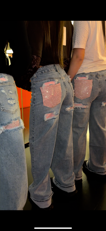 Jeans Tasca brillantinata Pink