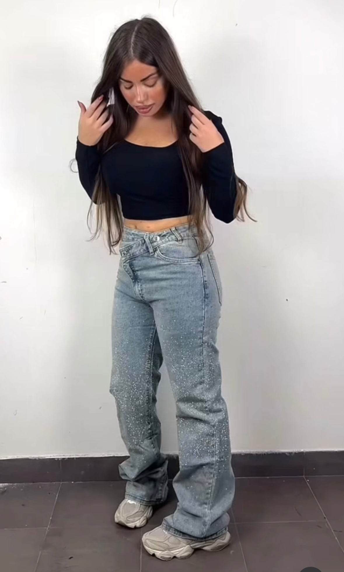 Jeans Shine taglio asimmetrico