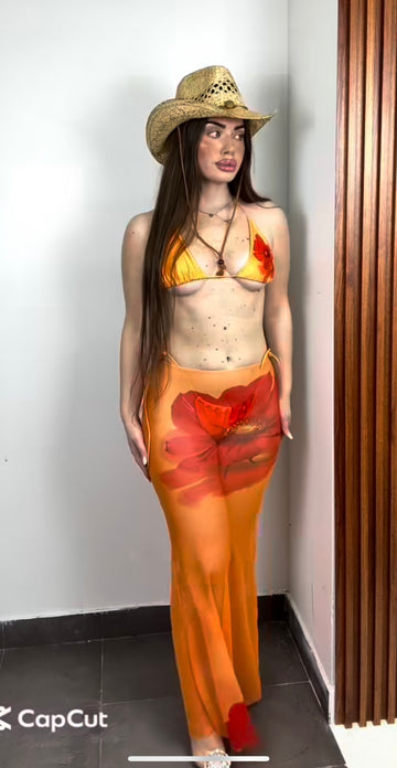 Set bikini e copricostume flower